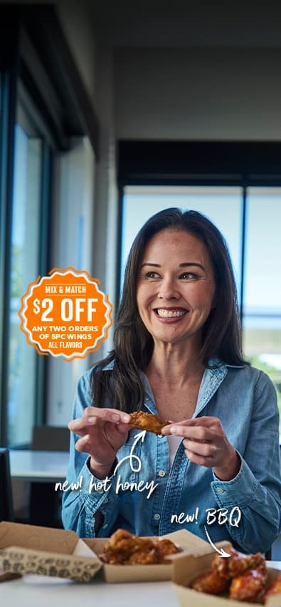 $2 off any two orders of 5-piece wings - Mobile