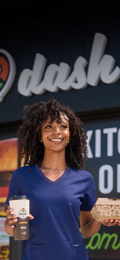 Nurse leaving Dash In convenience store - mobile